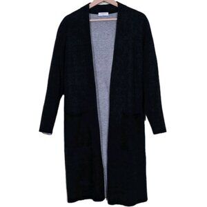 Babaton Lance Cardigan Womens L Gray LS Wool Blend Open Front Pockets Lagenlook